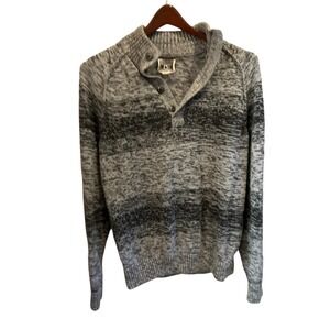 Converse One Star Men's Knit Sweater Pullover Shawl Collar Marled Gray Size M